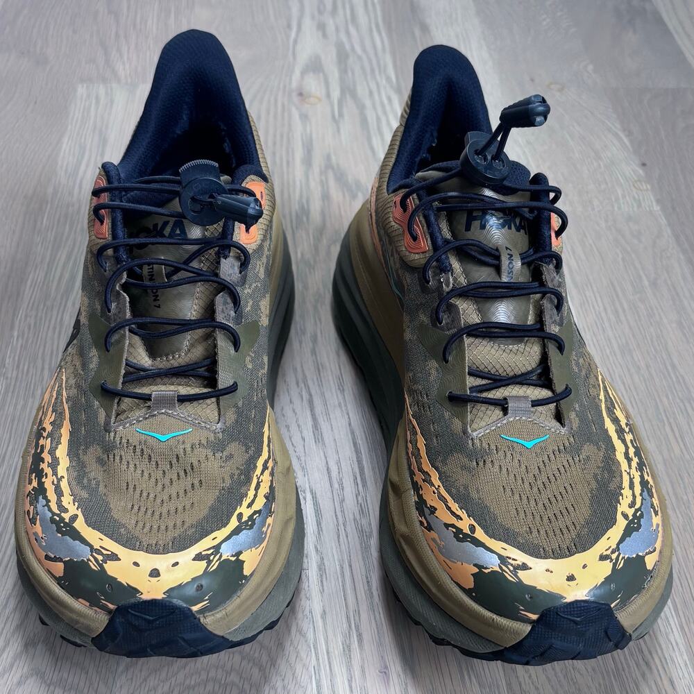 Hoka Stinson 7 Trail Running Sneakers All Terrain Honey Olive Men Size 12 - Picture 2 of 11